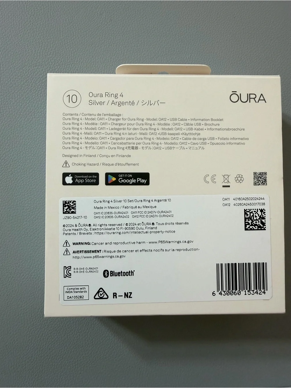 Oura Ring 4 Silver Size 10 – Like New – Complete Set – $250